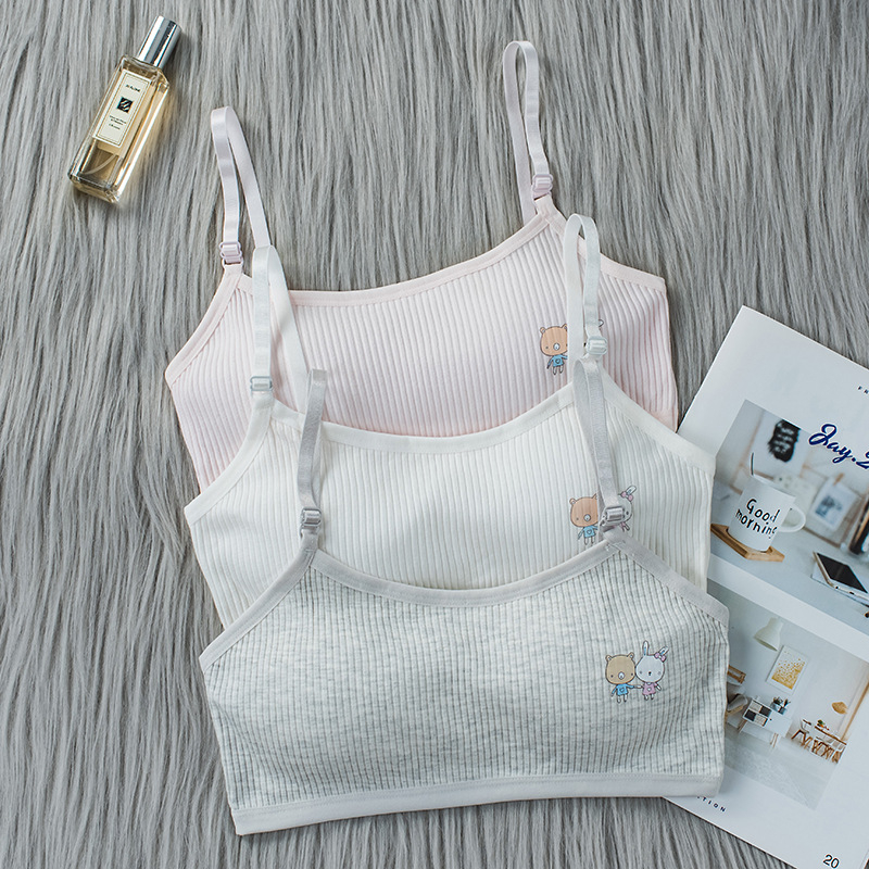 Dječja pamučna sportska grudnjica s odvojivim dvostrukim naramenicama, puna košarica, ultratanke oblikovane čašice, pamučna podstava