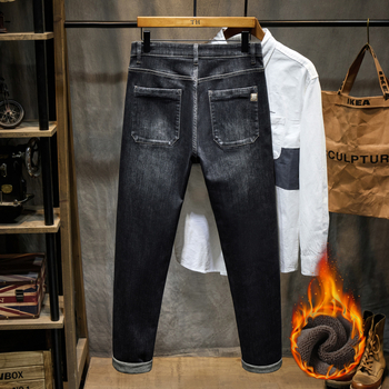 Τζιν με επένδυση φλίς, ντένιμ χειμώνα 2025, μεσαία-υψηλή μέση, ίσια γραμμή παντελονιού