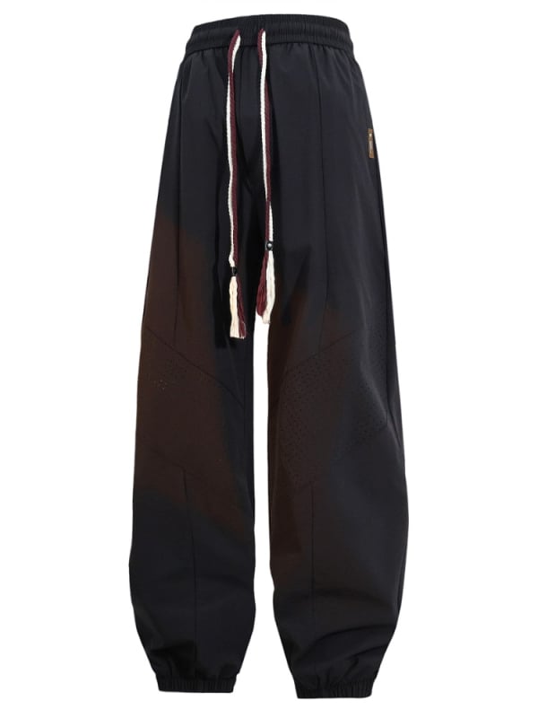 Férfi mindennapi nylon nadrág, egyenes szabás, mikroelasztikusság, középmagas derekú, négy évszakos streetwear