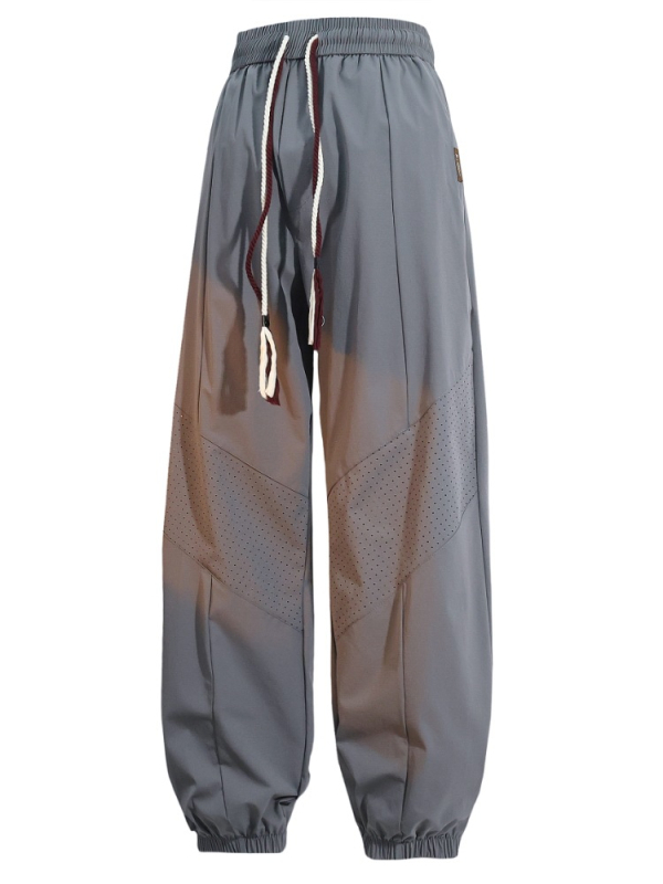 Férfi mindennapi nylon nadrág, egyenes szabás, mikroelasztikusság, középmagas derekú, négy évszakos streetwear