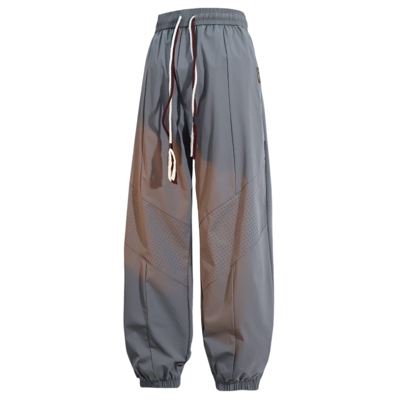 Férfi mindennapi nylon nadrág, egyenes szabás, mikroelasztikusság, középmagas derekú, négy évszakos streetwear