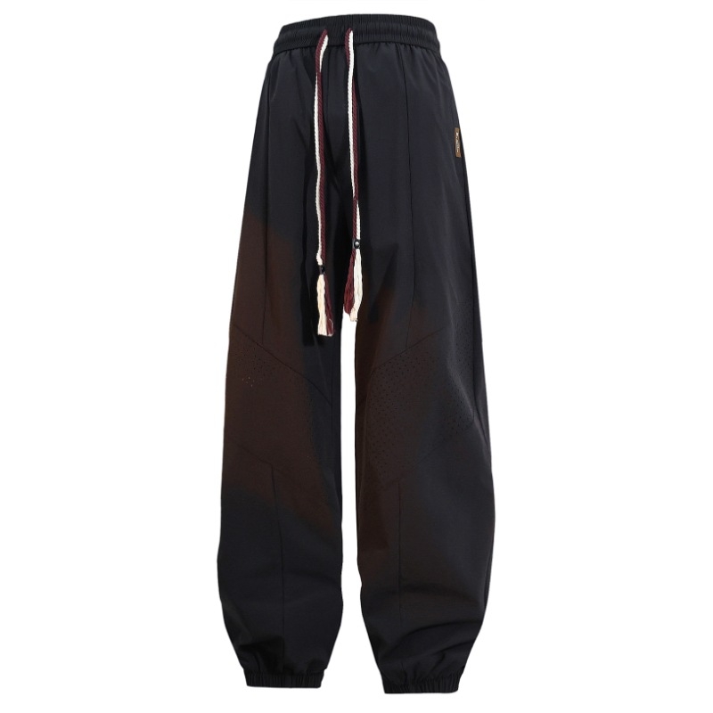 Férfi mindennapi nylon nadrág, egyenes szabás, mikroelasztikusság, középmagas derekú, négy évszakos streetwear