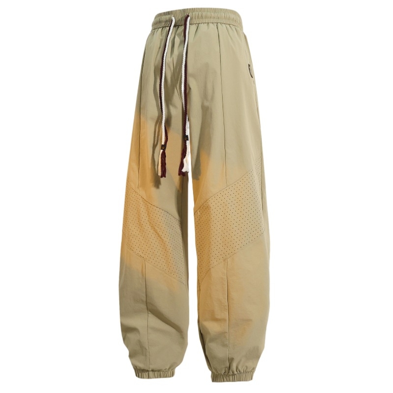 Férfi mindennapi nylon nadrág, egyenes szabás, mikroelasztikusság, középmagas derekú, négy évszakos streetwear