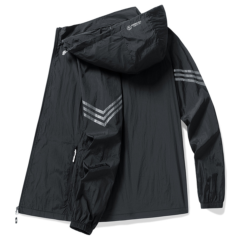UPF50+ Ice Silk muška majica s kapuljačom, Slim-Fit, prozračna, 100% poliester, za otvorene sportove