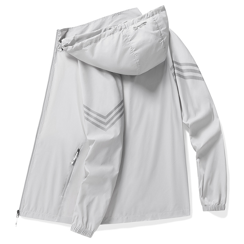 UPF50+ Ice Silk muška majica s kapuljačom, Slim-Fit, prozračna, 100% poliester, za otvorene sportove