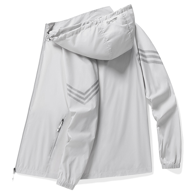 UPF50+ Ice Silk muška majica s kapuljačom, Slim-Fit, prozračna, 100% poliester, za otvorene sportove