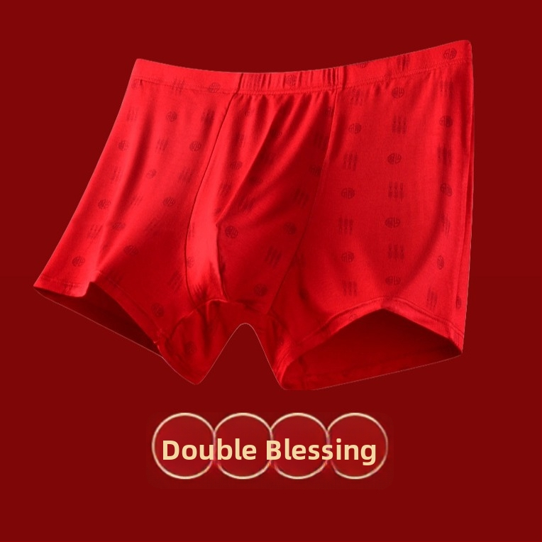 Boxer bărbați cu talie înaltă, fibre de bambus 90–95%, căptușeală din bambus, modele: animale/geometrice/litere, Anul Șarpelui