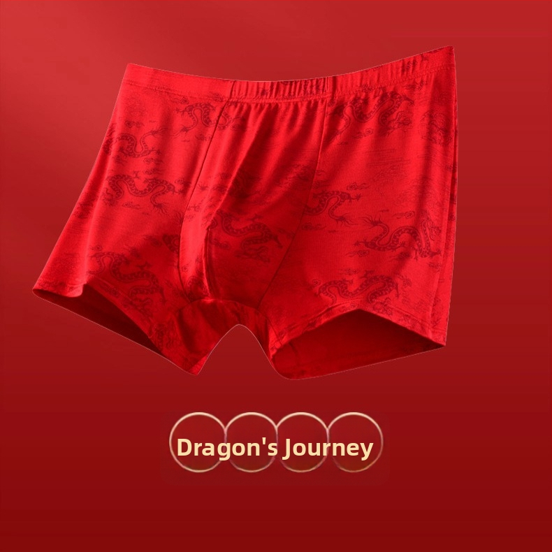 Boxer bărbați cu talie înaltă, fibre de bambus 90–95%, căptușeală din bambus, modele: animale/geometrice/litere, Anul Șarpelui