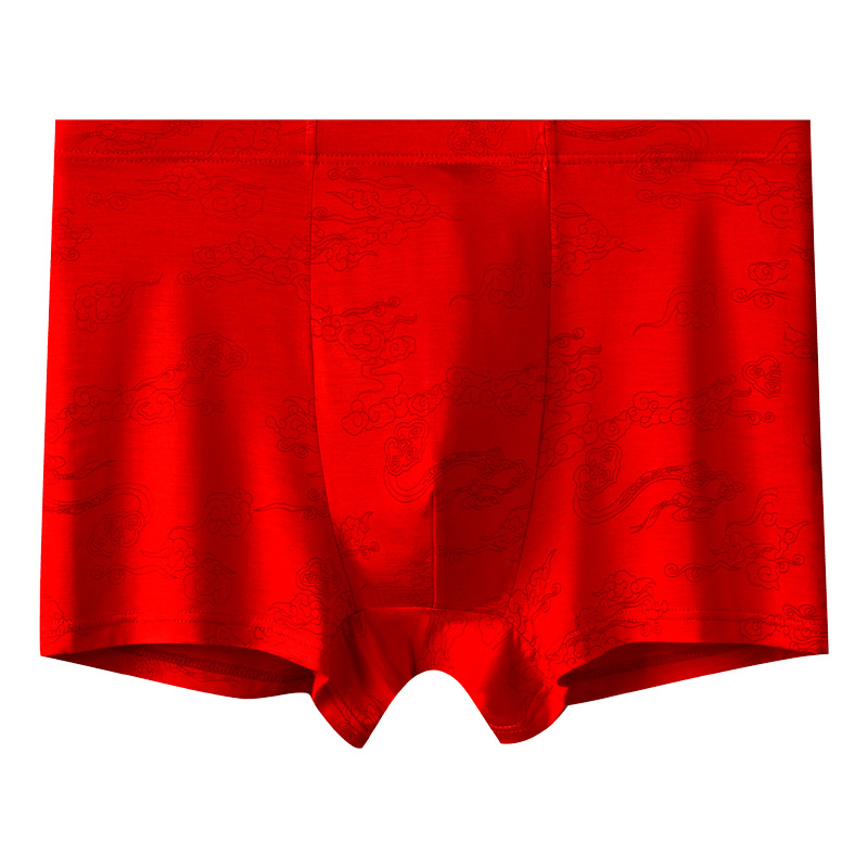 Boxer bărbați cu talie înaltă, fibre de bambus 90–95%, căptușeală din bambus, modele: animale/geometrice/litere, Anul Șarpelui