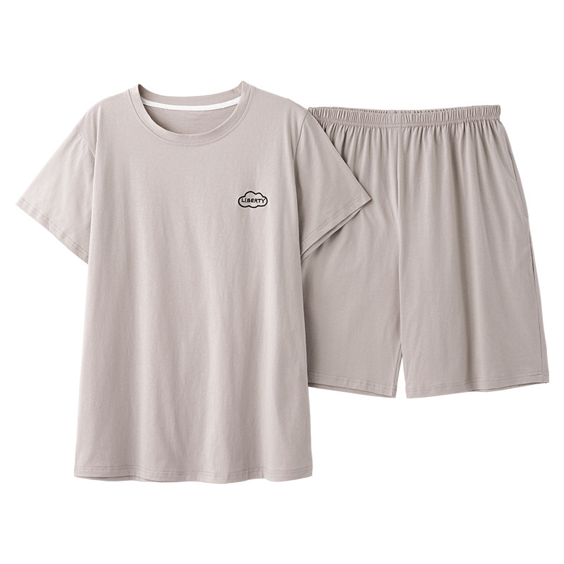 Set de pijamale din bumbac, vară: pulover cu gât rotund, mâneci de 3/4 și pantaloni scurți, pentru adolescenți