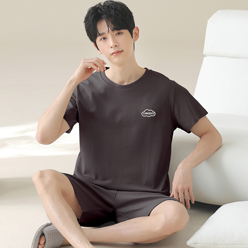 Set de pijamale din bumbac, vară: pulover cu gât rotund, mâneci de 3/4 și pantaloni scurți, pentru adolescenți