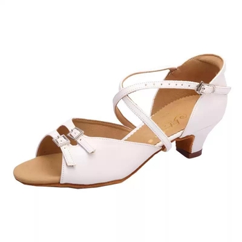 Betty детски латин танцови обувки – Мека подметка, нисък ток, дъно с козина от телешка кожа, обувки за момичета