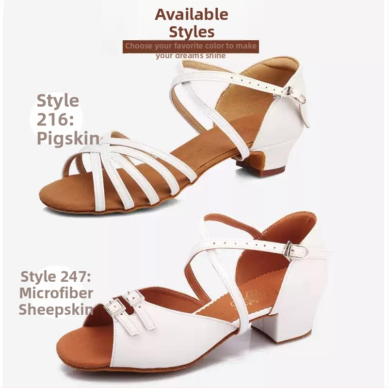 Betty детски латин танцови обувки – Мека подметка, нисък ток, дъно с козина от телешка кожа, обувки за момичета