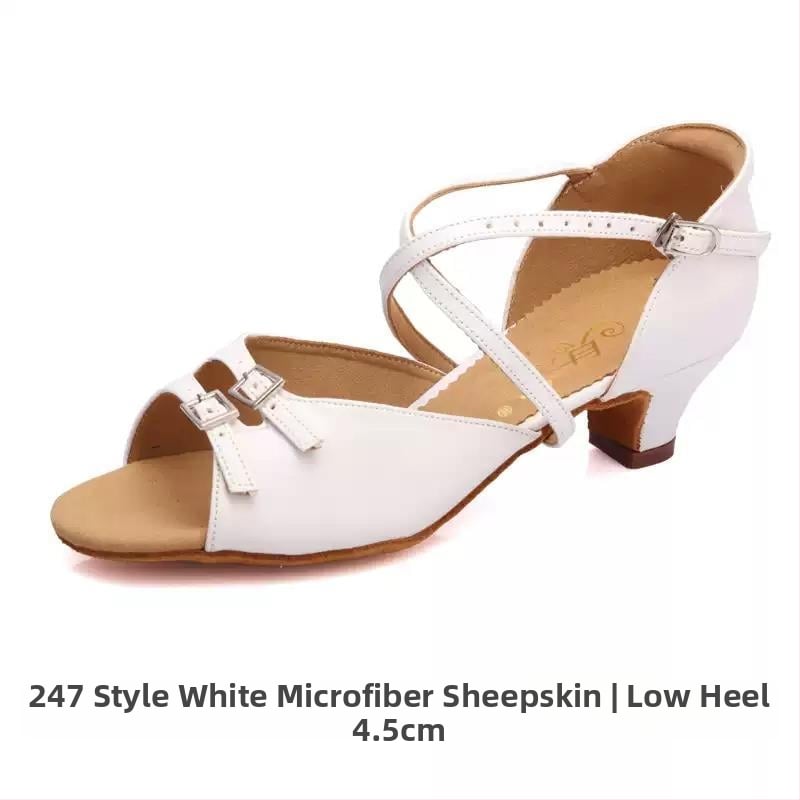 Betty детски латин танцови обувки – Мека подметка, нисък ток, дъно с козина от телешка кожа, обувки за момичета