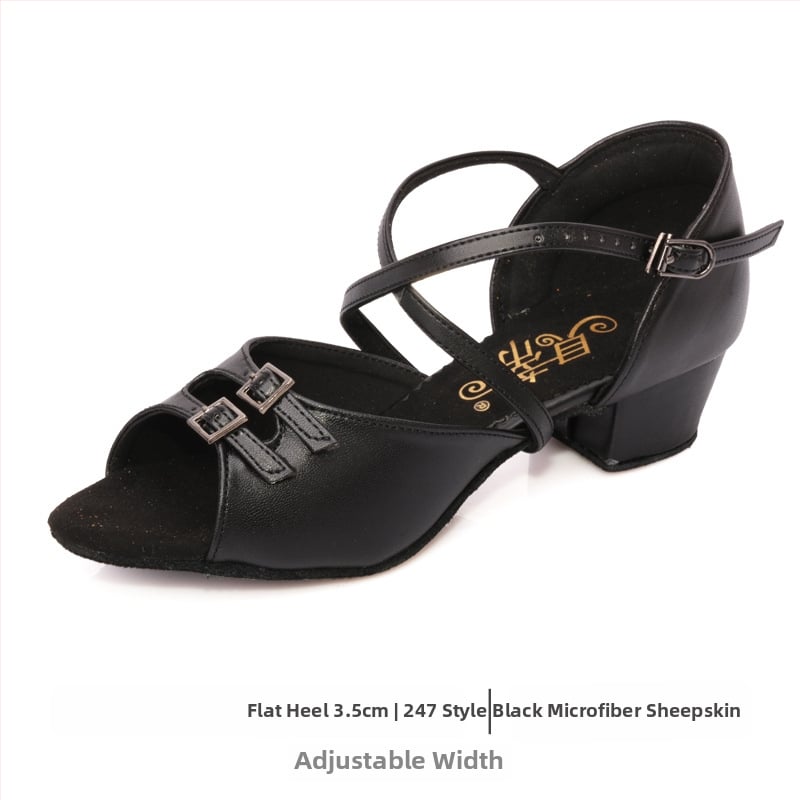 Betty детски латин танцови обувки – Мека подметка, нисък ток, дъно с козина от телешка кожа, обувки за момичета