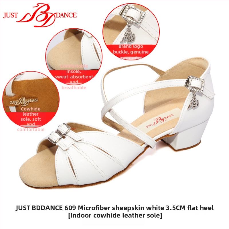 Betty детски латин танцови обувки – Мека подметка, нисък ток, дъно с козина от телешка кожа, обувки за момичета