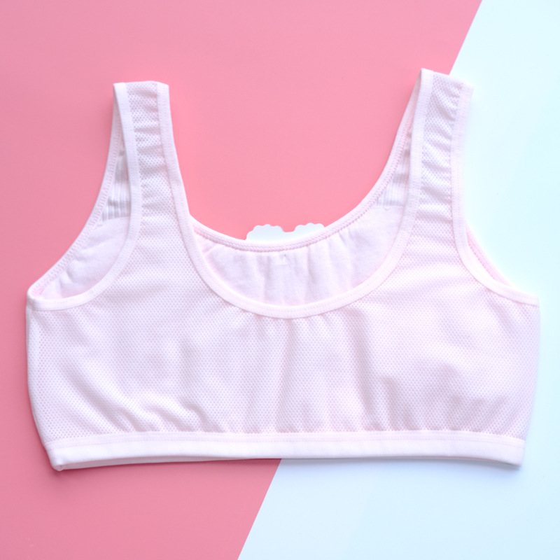 Dječji grudnjak za djevojčice od 80% pamuka, prozračna mrežasta tkanina, puna košarica s tankim oblikovanim košaricama, fiksne dvostruke naramenice, bez čeličnih prstenova, podstava od spandeksa 12%, za dob 12–15
