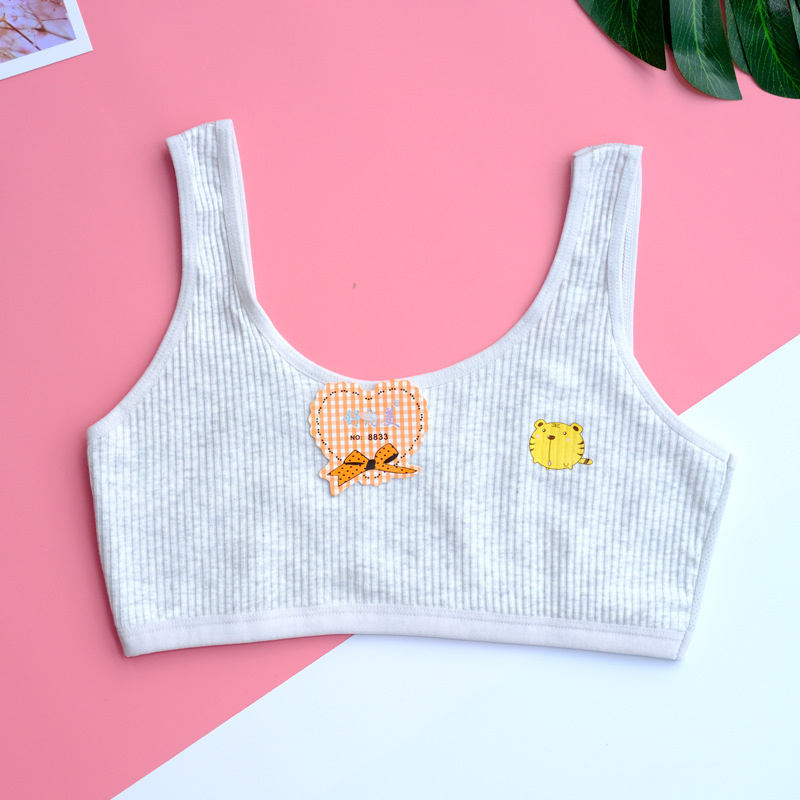 Dječji grudnjak za djevojčice od 80% pamuka, prozračna mrežasta tkanina, puna košarica s tankim oblikovanim košaricama, fiksne dvostruke naramenice, bez čeličnih prstenova, podstava od spandeksa 12%, za dob 12–15