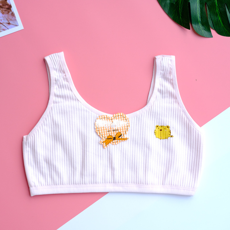 Dječji grudnjak za djevojčice od 80% pamuka, prozračna mrežasta tkanina, puna košarica s tankim oblikovanim košaricama, fiksne dvostruke naramenice, bez čeličnih prstenova, podstava od spandeksa 12%, za dob 12–15