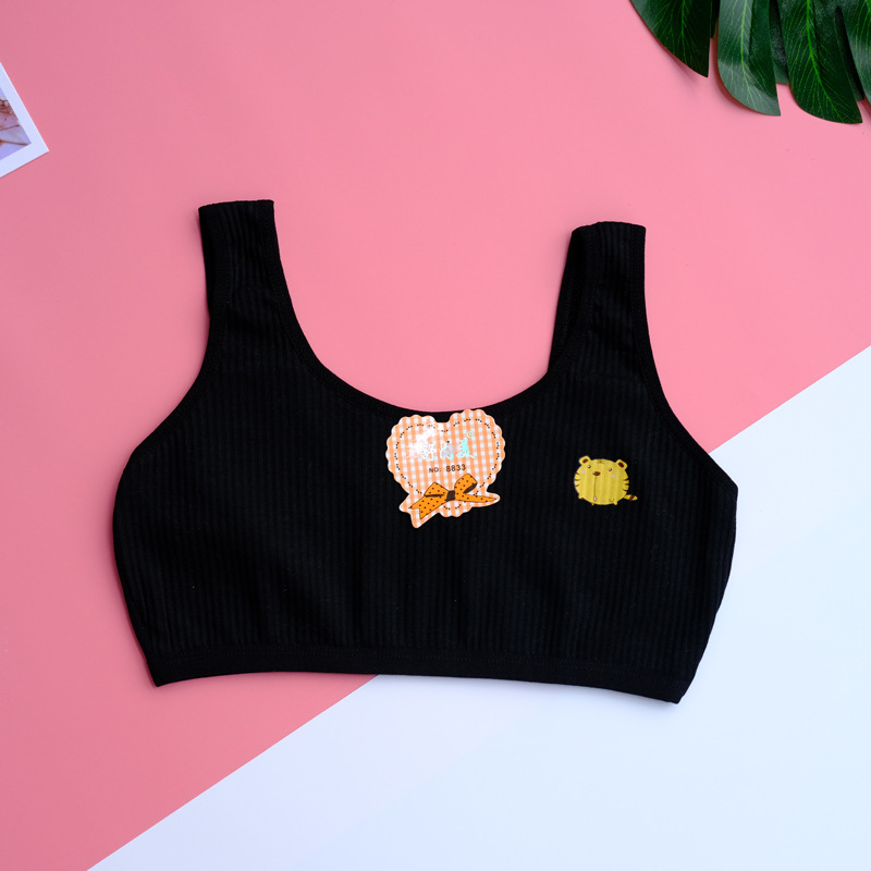 Dječji grudnjak za djevojčice od 80% pamuka, prozračna mrežasta tkanina, puna košarica s tankim oblikovanim košaricama, fiksne dvostruke naramenice, bez čeličnih prstenova, podstava od spandeksa 12%, za dob 12–15