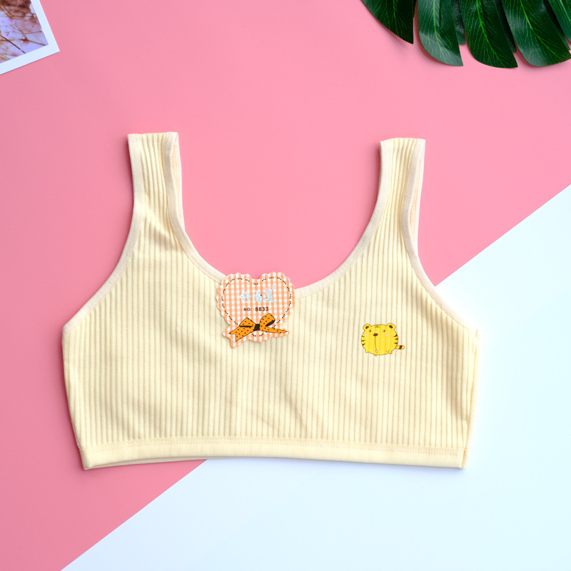 Dječji grudnjak za djevojčice od 80% pamuka, prozračna mrežasta tkanina, puna košarica s tankim oblikovanim košaricama, fiksne dvostruke naramenice, bez čeličnih prstenova, podstava od spandeksa 12%, za dob 12–15