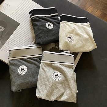 Férfi lélegző pamut alsónemű, antibakteriális 7A osztály A, középmagasságú, kötött anyagú boxer