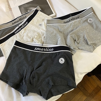 Férfi lélegző pamut alsónemű, antibakteriális 7A osztály A, középmagasságú, kötött anyagú boxer