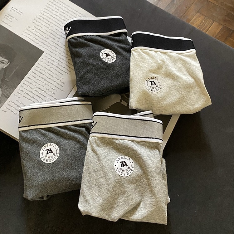 Férfi lélegző pamut alsónemű, antibakteriális 7A osztály A, középmagasságú, kötött anyagú boxer