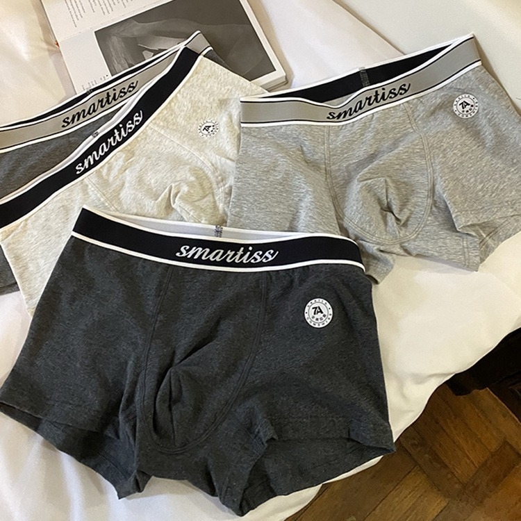 Férfi lélegző pamut alsónemű, antibakteriális 7A osztály A, középmagasságú, kötött anyagú boxer