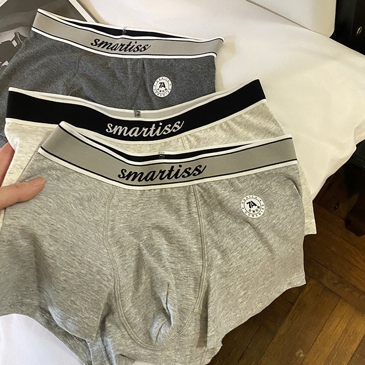 Férfi lélegző pamut alsónemű, antibakteriális 7A osztály A, középmagasságú, kötött anyagú boxer