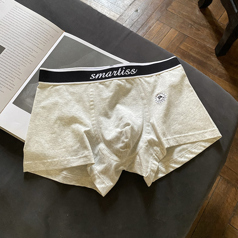 Férfi lélegző pamut alsónemű, antibakteriális 7A osztály A, középmagasságú, kötött anyagú boxer
