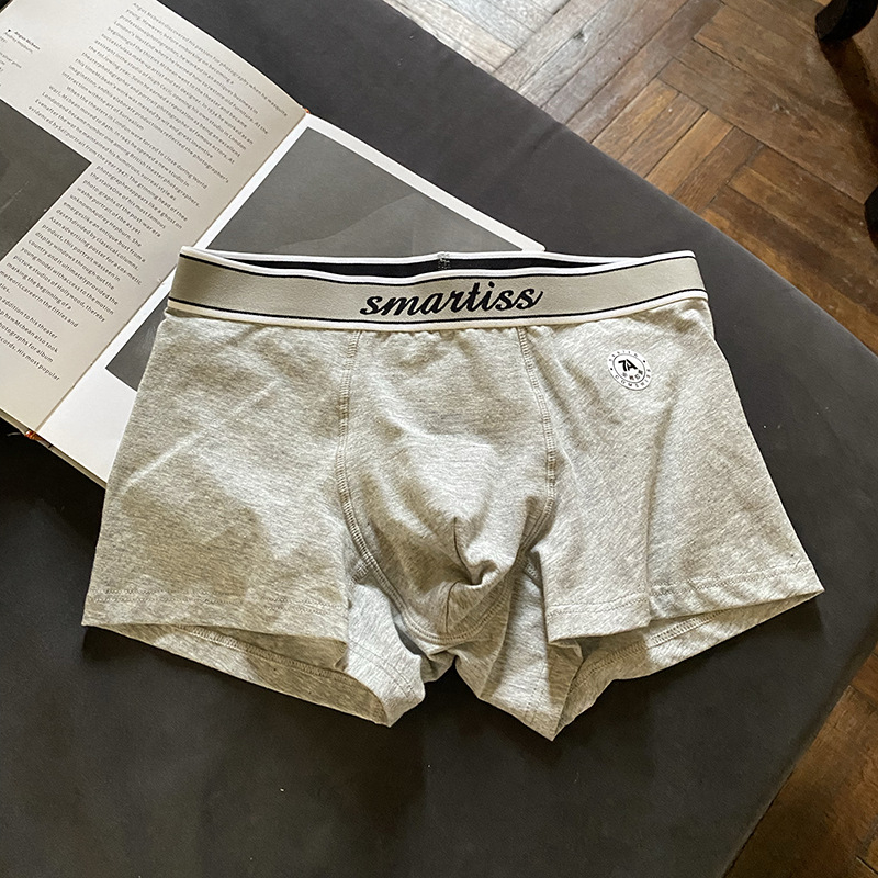 Férfi lélegző pamut alsónemű, antibakteriális 7A osztály A, középmagasságú, kötött anyagú boxer