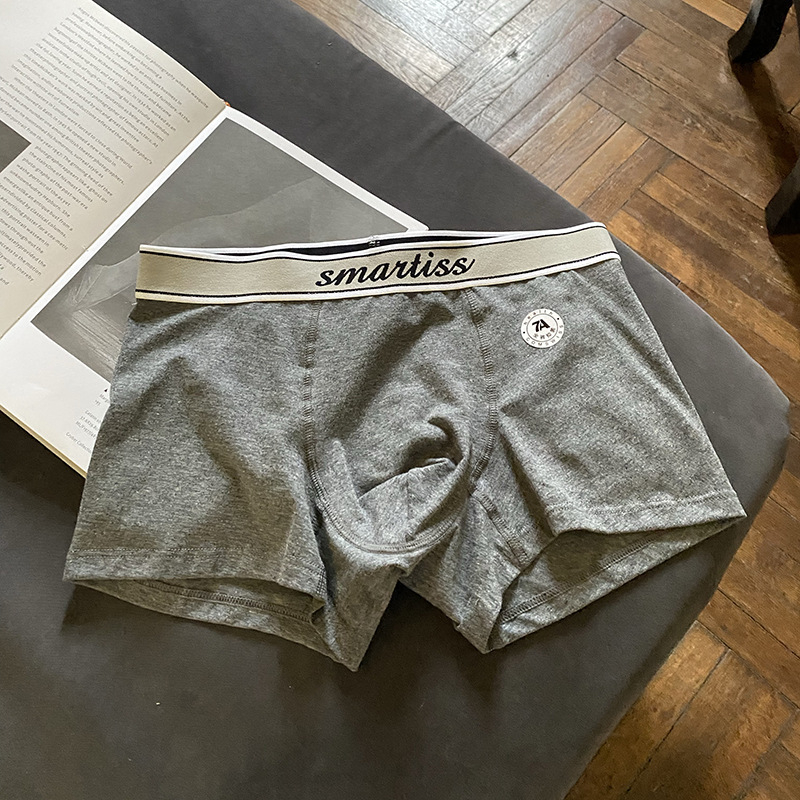 Férfi lélegző pamut alsónemű, antibakteriális 7A osztály A, középmagasságú, kötött anyagú boxer