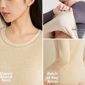 Set termic unisex cu căptușeală din catifea, material acrilic Derong, dublu strat, grosime extra 401–500 g/m², guler rotund, mâneci lungi, set sus și jos