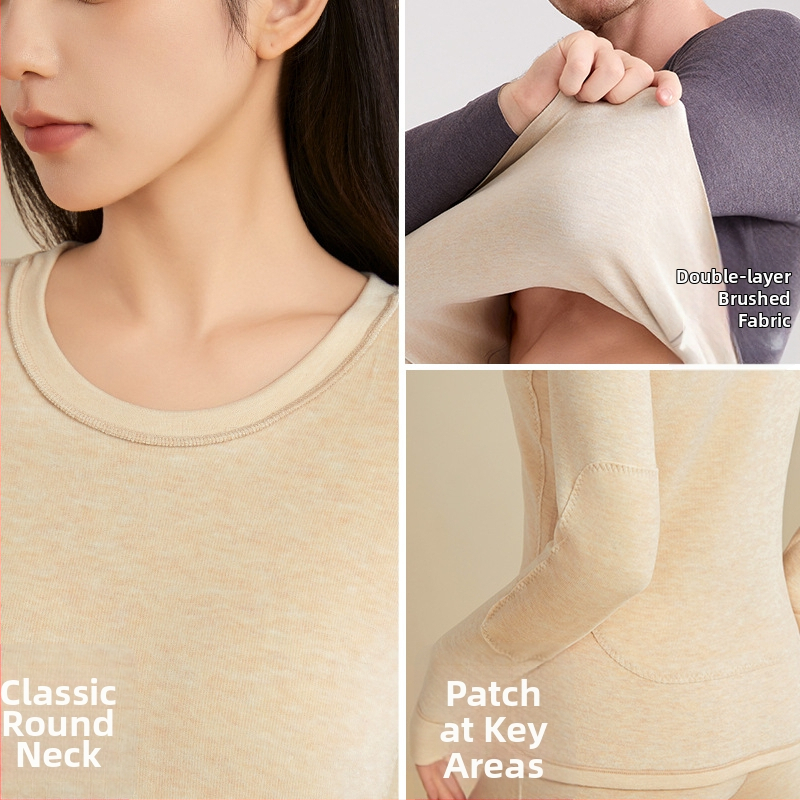 Unisex termálne spodné prádlo s velúrovou podšívkou, Derong akrylový materiál, dvojvrstvová konštrukcia, extrahustá 401–500 g/m², okrúhly výstrih, dlhé rukávy