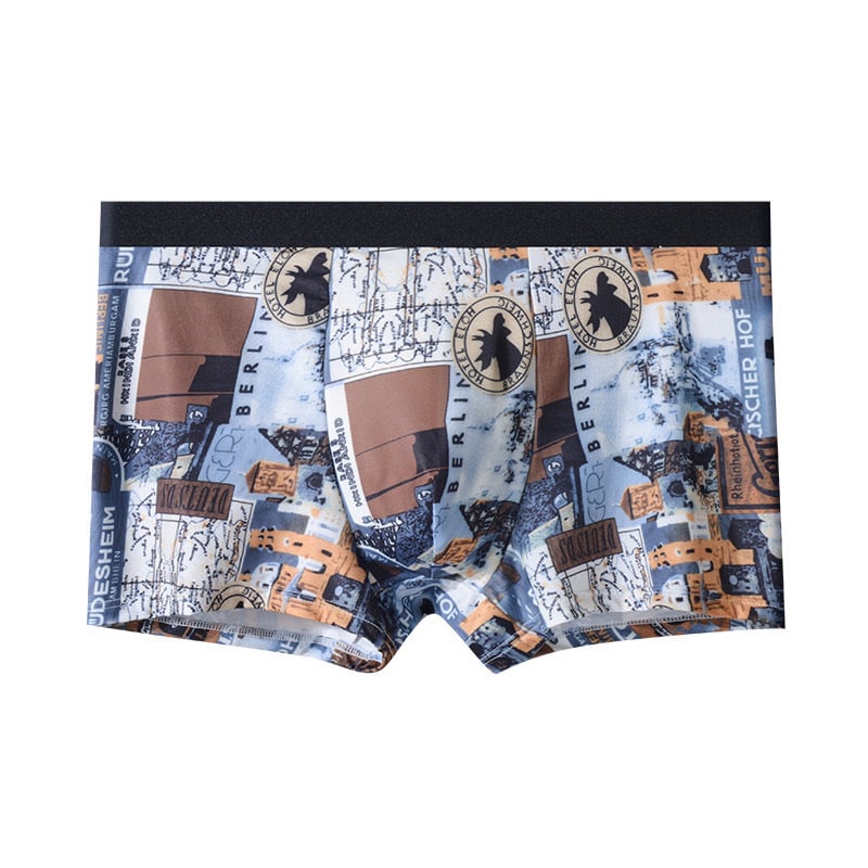 Muške boxer briefs s Ice Silk – prozračne, antibakterijske, srednji pojas, pleteni materijal