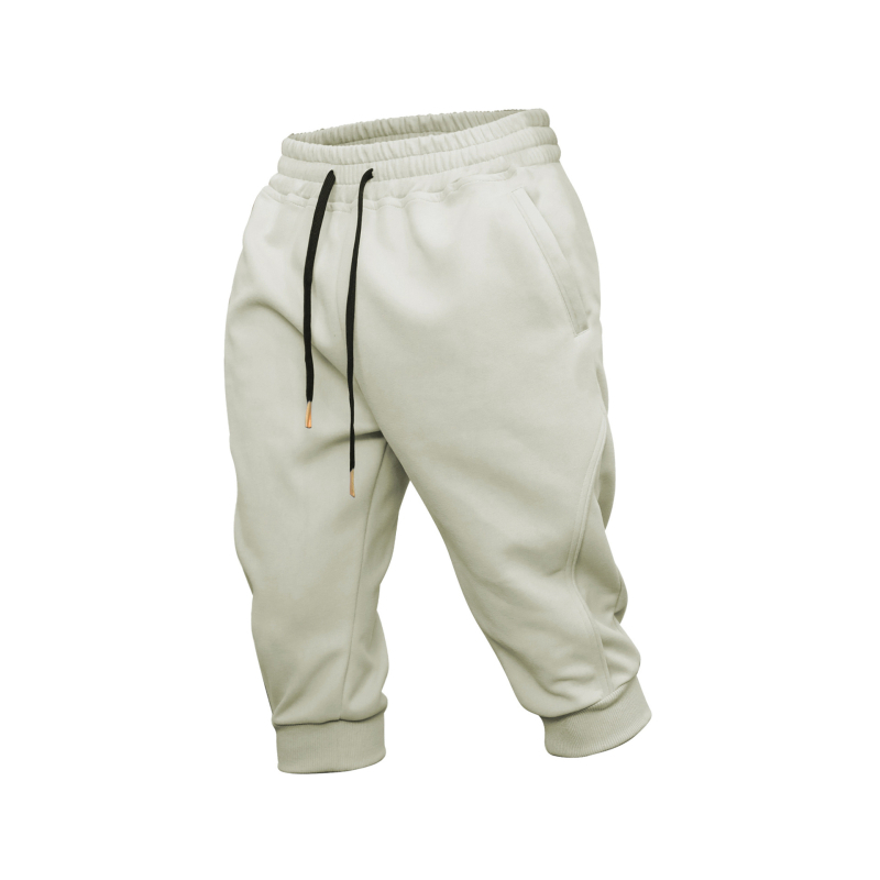 Muške cropped sportske šorceve od pamuka, casual stil, s zatvaračem na nozi i džepovima, slobodan kroj