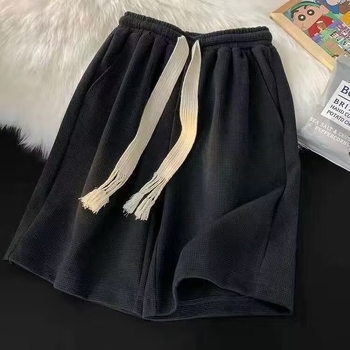 Unisex šorts od waffle-pletene tkanine, dužina do koljena, lagani kroj, poliester