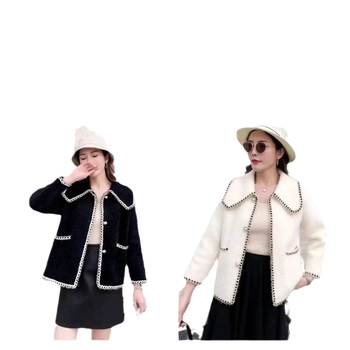 Mink velúr kardigán babakollárral, hosszú ujjú, középhosszú fazon, mink velúr és tussah selyem keverék