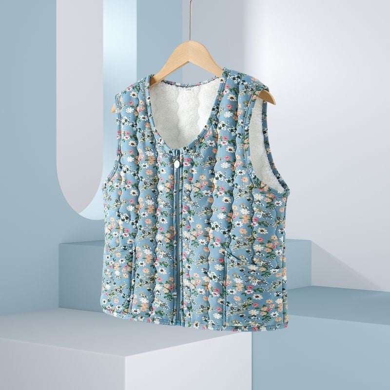 Женска флорална жилетка с V-образно деколте, нормална дължина, смес Rayon и Polyester, Пролет 2025