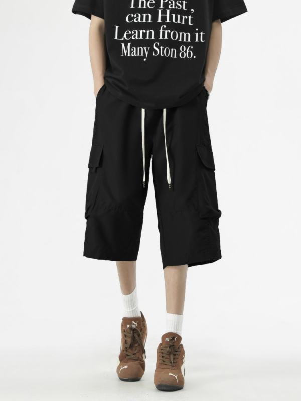 Pantaloni sport casual 7/8, croi lejer, plasă respirabilă, 100% poliester, vară