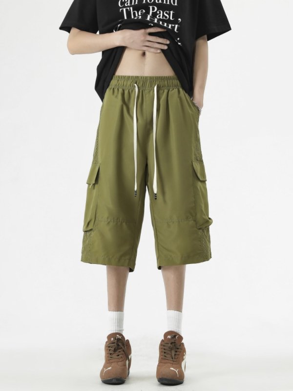 Pantaloni sport casual 7/8, croi lejer, plasă respirabilă, 100% poliester, vară
