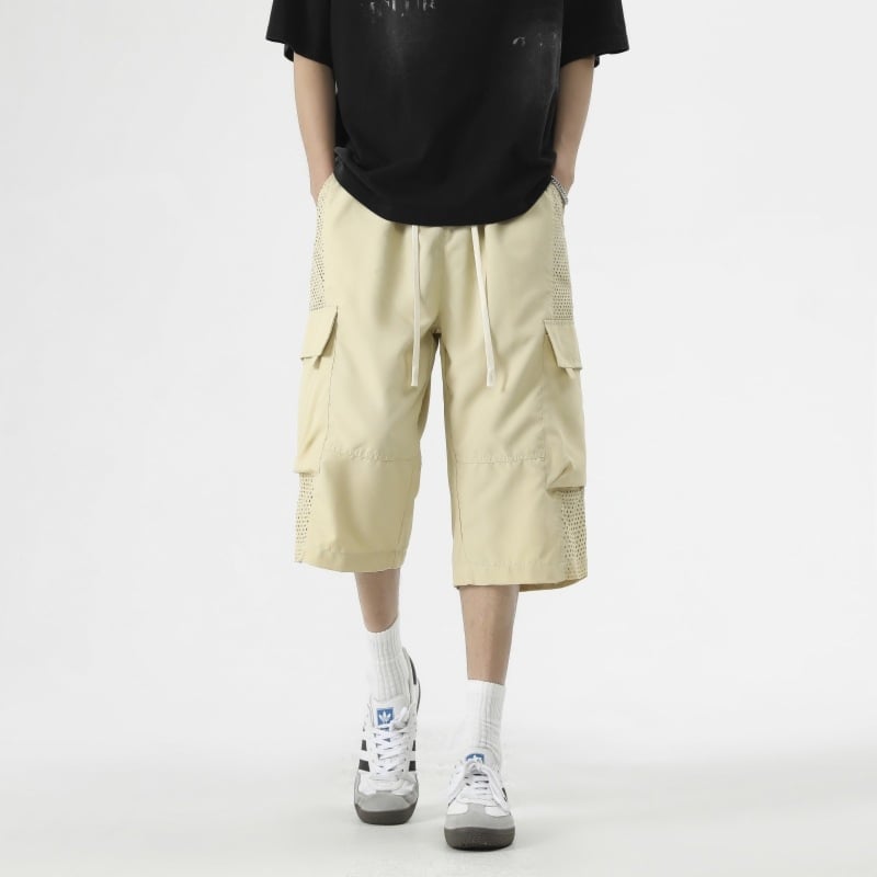 Pantaloni sport casual 7/8, croi lejer, plasă respirabilă, 100% poliester, vară