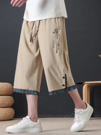 Muške kratke hlače, cropped duljine, prozračne, mikroelastične, korejski stil (ljeto 2025)