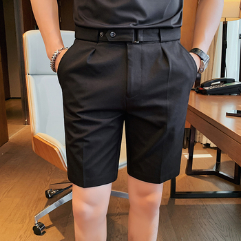 Muške kratke hlače u odijela, Slim-fit, Ice Silk tkanina, srednji pojas, ravni kroj, poslovni casual