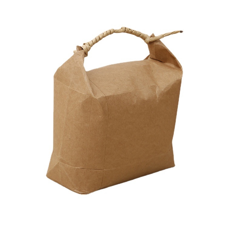 Sac de cadouri din hârtie kraft, stil retro, tăiere prin matriță și lipire; specificație: sac de orez