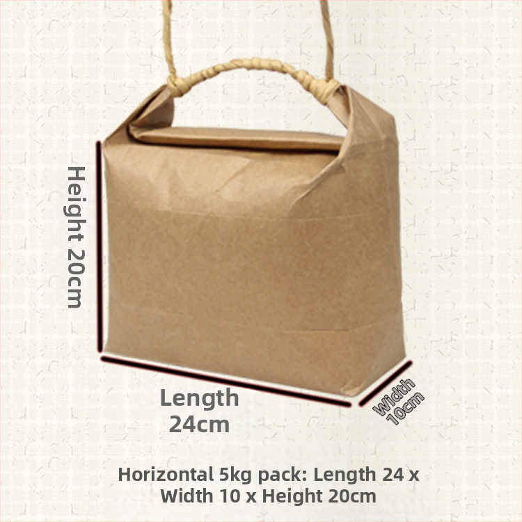 Sac de cadouri din hârtie kraft, stil retro, tăiere prin matriță și lipire; specificație: sac de orez