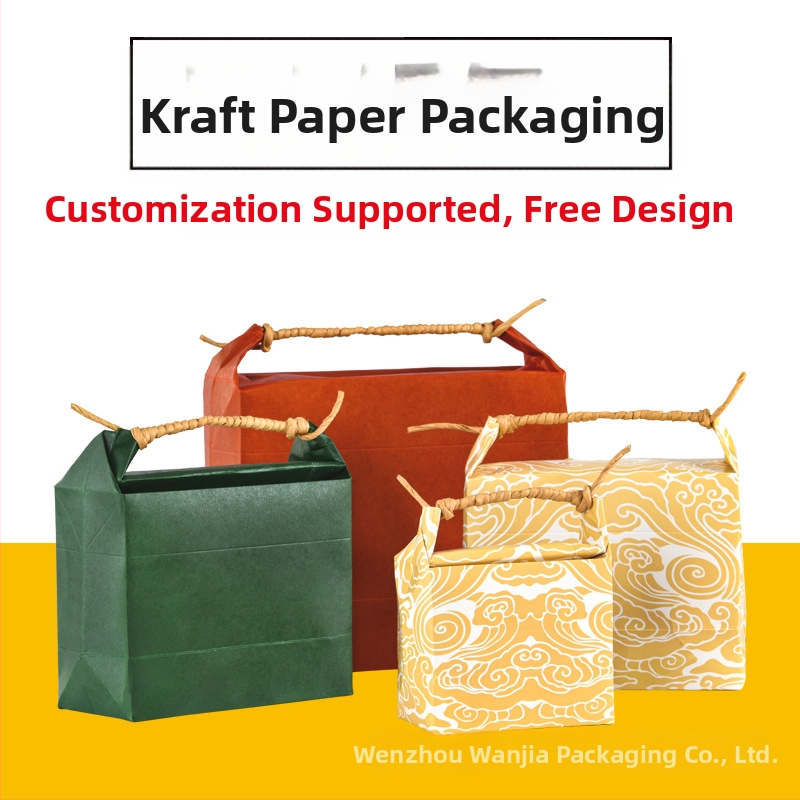 Retro darčeková taška z kraft papiera, výrez a lepenie; špecifikácia: vrečko na ryžu