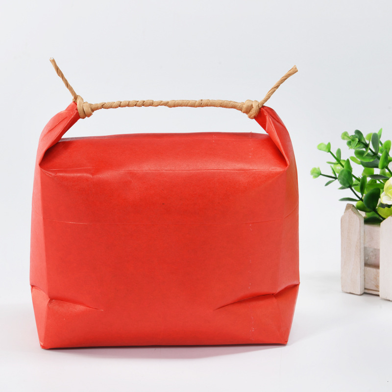 Sac de cadouri din hârtie kraft, stil retro, tăiere prin matriță și lipire; specificație: sac de orez