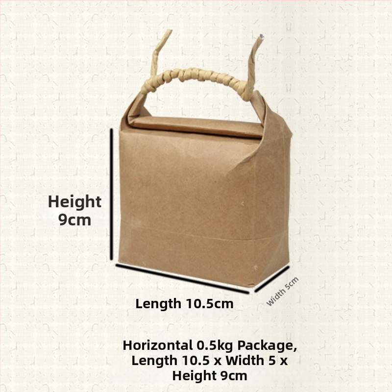 Sac de cadouri din hârtie kraft, stil retro, tăiere prin matriță și lipire; specificație: sac de orez